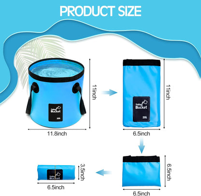 Tessco for you 4 Pcs 20L Collapsible Bucket with Handle 5 Gallon Portable Folding Bucket Foldable Water Container for Camping Hiking Fishing Beach Car Washing (Blue, Yellow, Orange, Black)