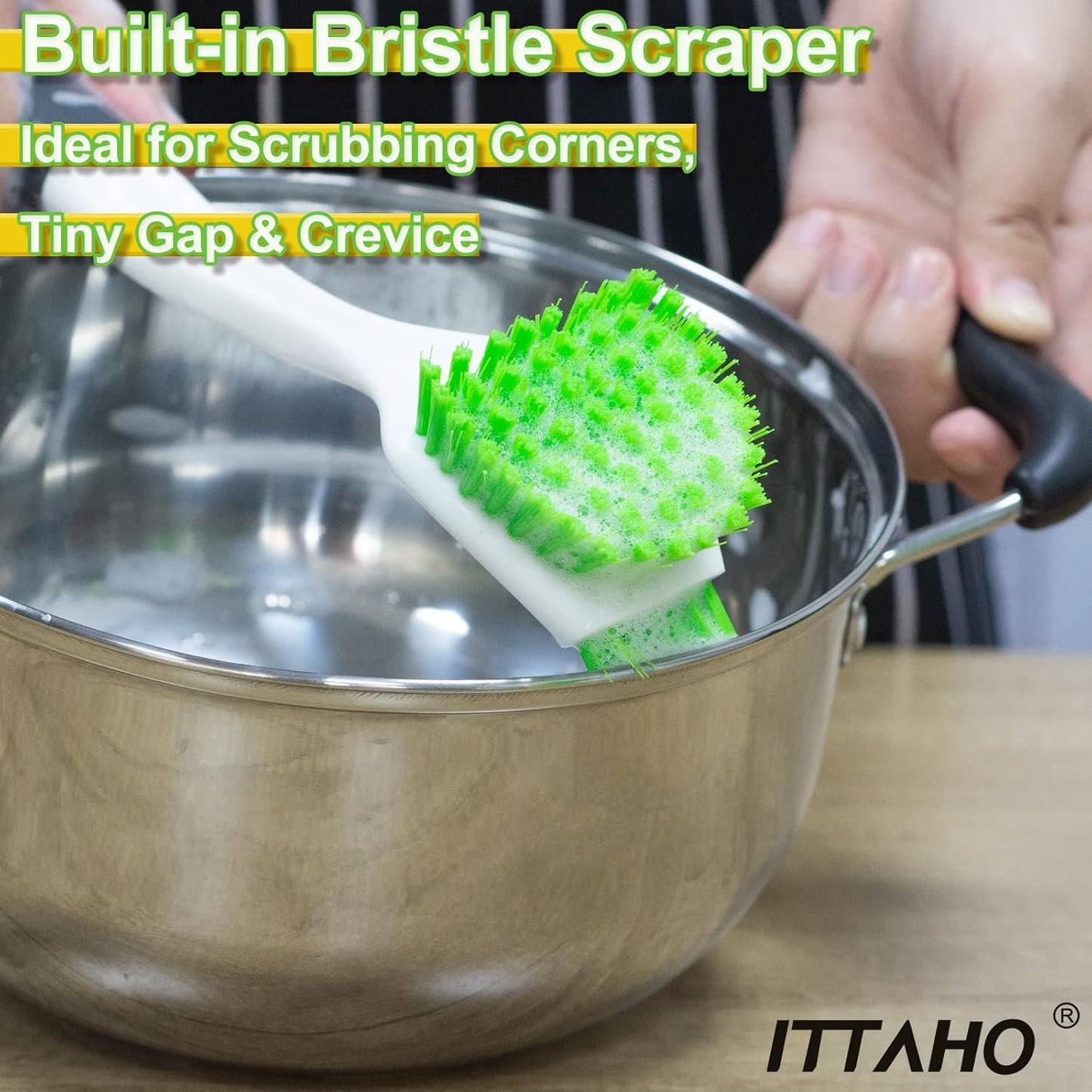 3 Pack Dish Brush,Dish Scrub Brush, Kitchen Scrub Brush for Cleaning Dishes, Double Sided Bristles Scrubber Cleaner for Dishes,Sink,Pots,Pans,Bathroom Shower,Tile,Tubs