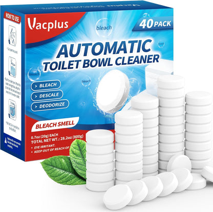 Vacplus Toilet Bowl Cleaner Tablets 20 PACK, Automatic Cleaners with Bleach, Slow-Releasing Toilet Tank Cleaners for Deodorizing & Descaling, Household Toilet Cleaners against Tough Stains