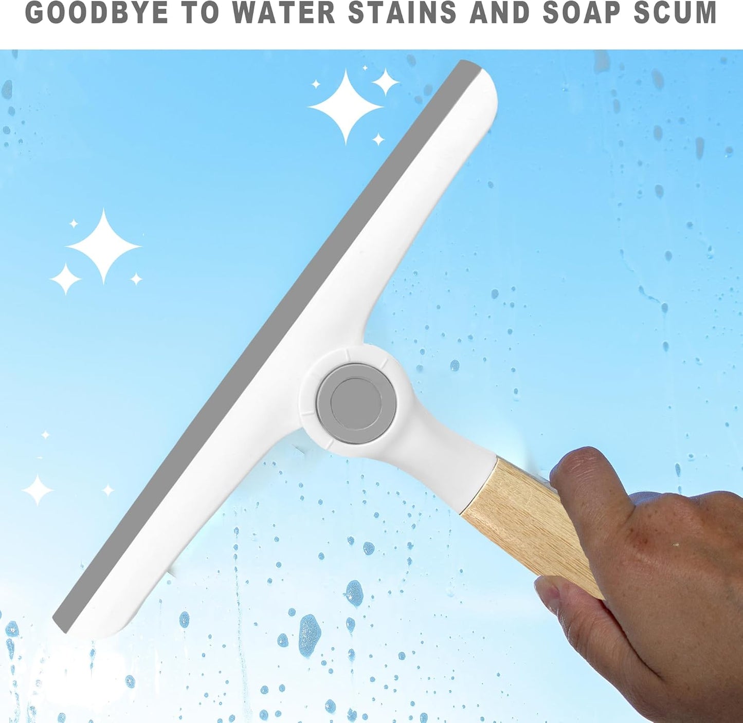NBGYTECH Window Squeegee Household Cleaning Scraper Handheld Squeegee for Shower Glass Door Mirror Car Windshield (White Plastic Handle)