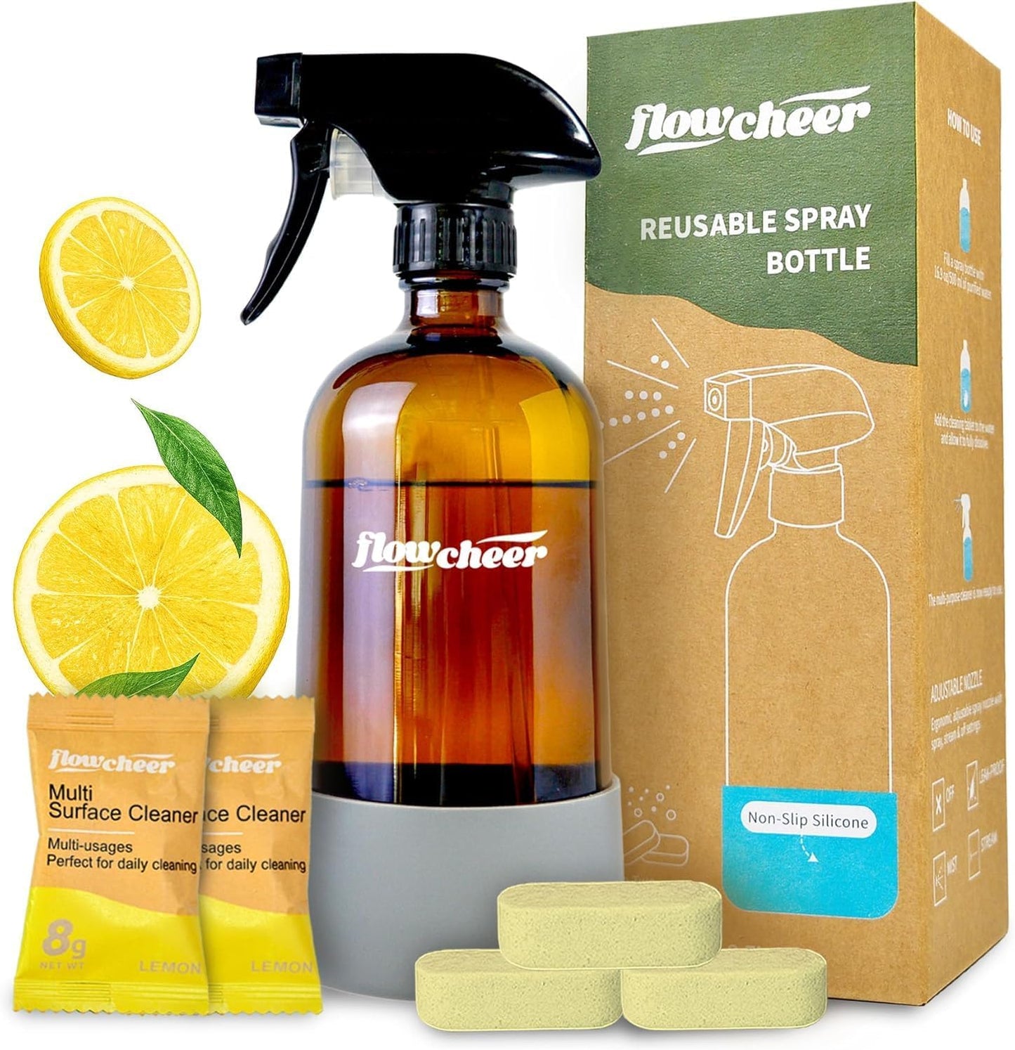 flowcheer Multi Surface Cleaner Refills -All Purpose Cleaning Tablets-Makes 192 fl oz(12 x 16 Fl oz) Bottles of Spray Cleaner for Household&Kitchen Cleaning-Lavender Scent(Not Included Bottles)