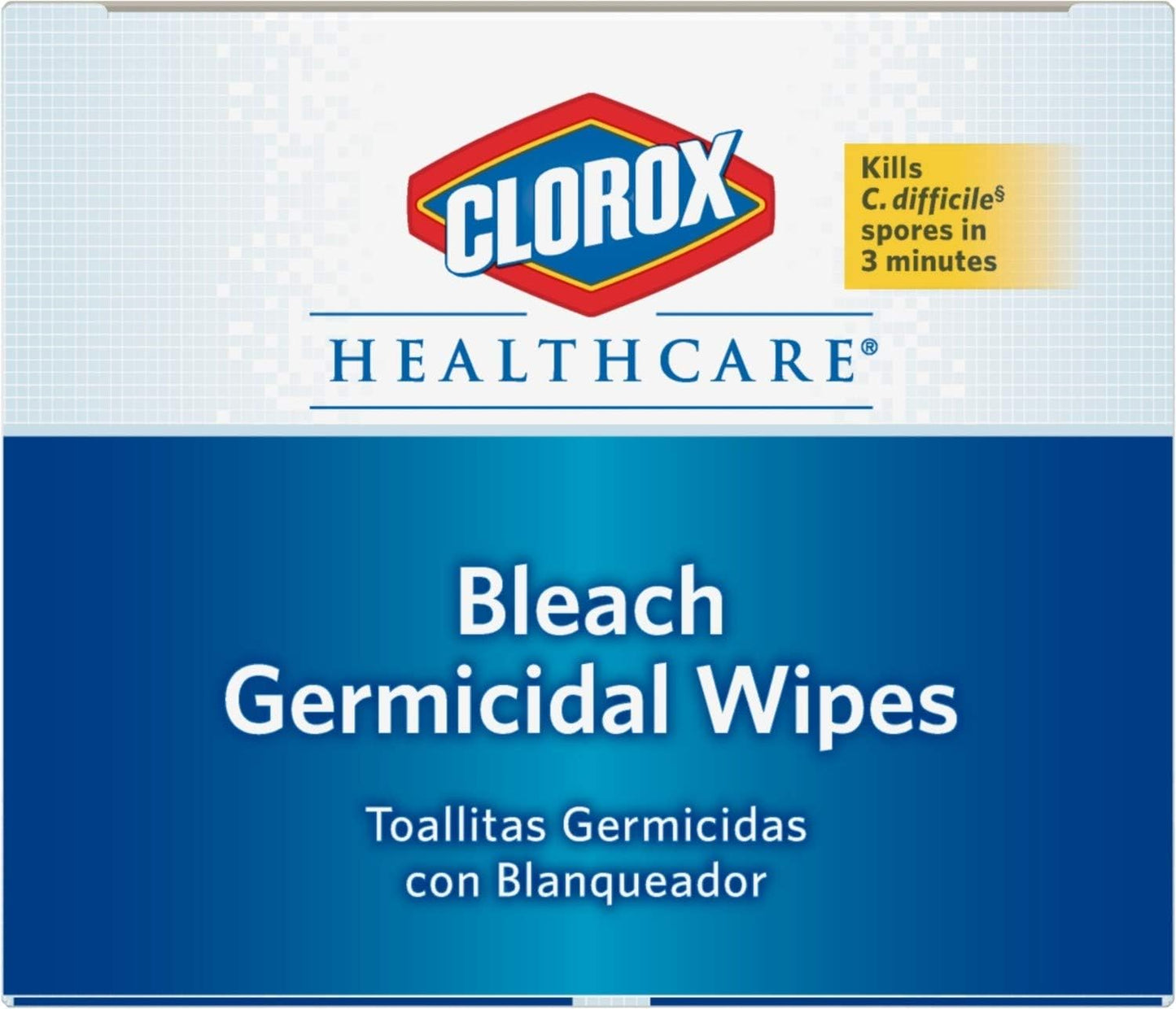 Clorox Healthcare Bleach Germicidal Wipes Bucket, 12" x 12", 110 Count Bucket (Package May Vary)