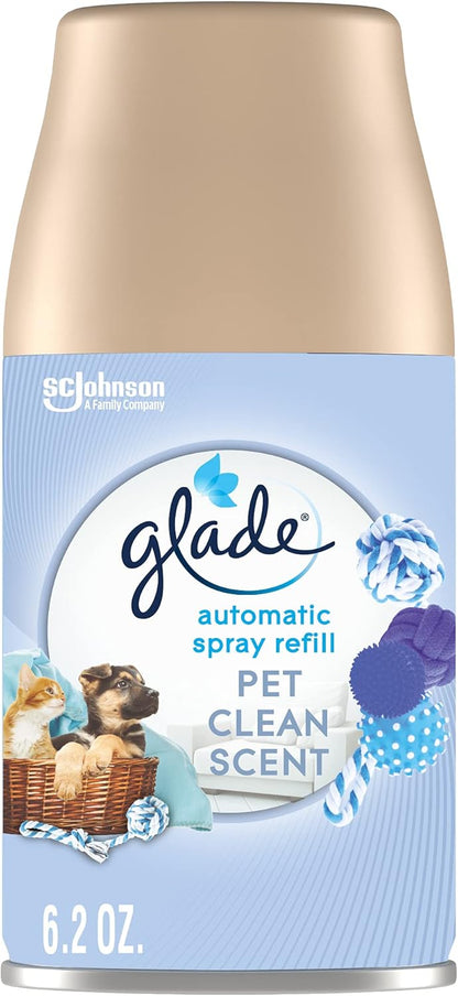 Glade Automatic Spray Refill, Pet Fresh Scent, Scented Air Freshener for Home and Bathroom, 6.2 Oz, 2 Count