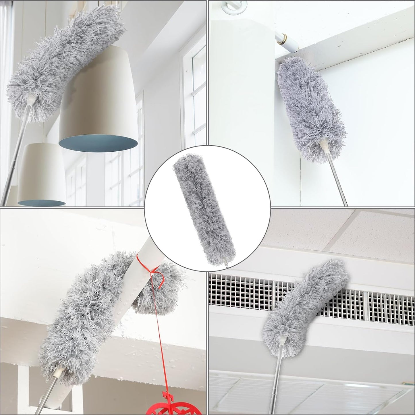 ZZ LAZYCOTTAGE Duster, Microfiber Dusters with 2 Handle Sets, Durable 15-98.1 Inches Long Telescopic Rod, Washable, Feather Dusters for Cleaning Cobweb and Ceilings Fans, 5 Pack (Blue)