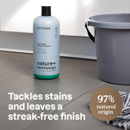 ATTITUDE Floor Cleaner, EWG Verified, Streak-Free, Vegan & Plant-Based for Tile, Wood & Laminate Floors, Citrus Zest Scent, 35.2 Fl Oz