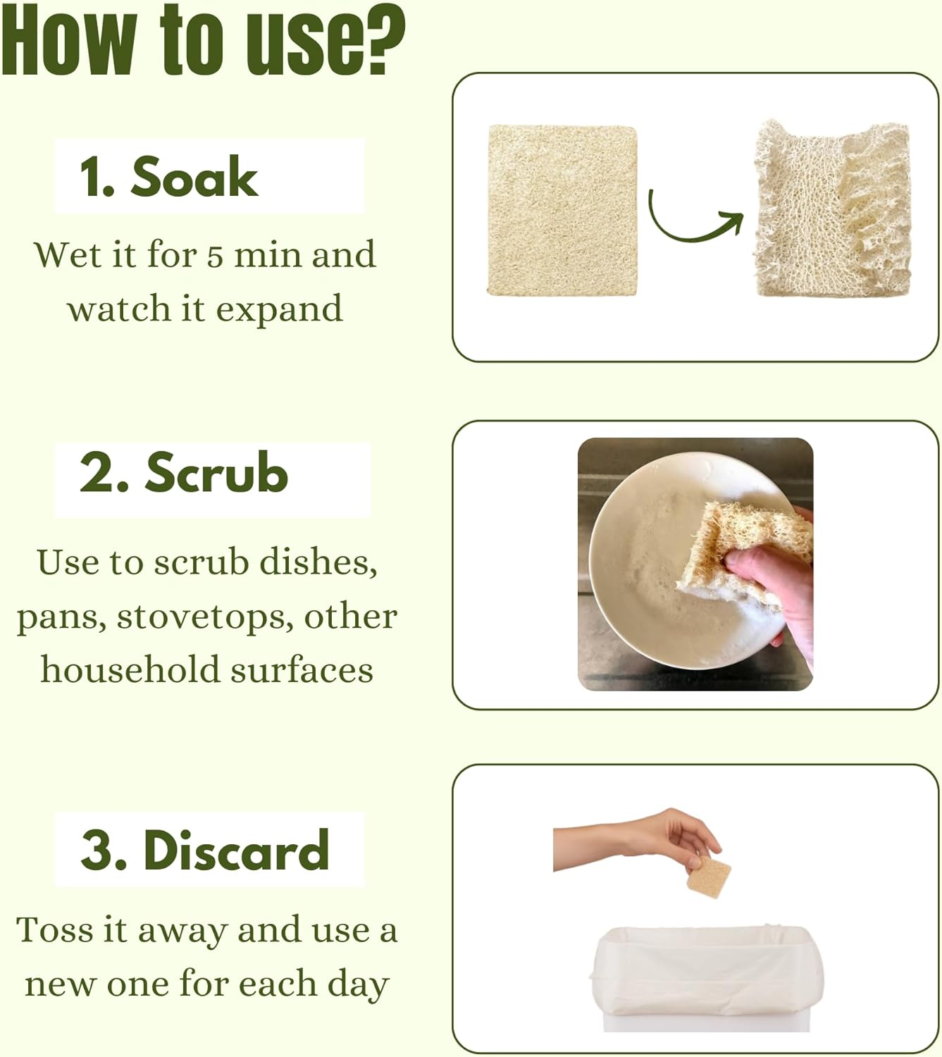 Natural Loofah Dish Sponge (Pack 30) Multipurpose Dish Sponges - 100% Biodegradable Compostable Dishwashing Scouring Pad Zero Waste (2.75" x 2.75" Each)