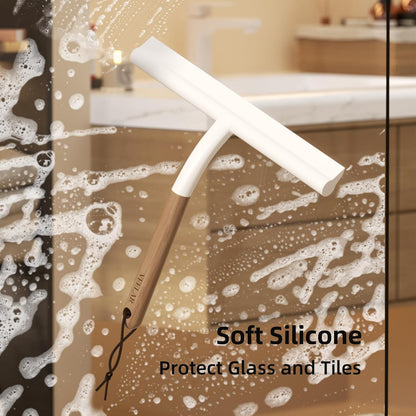Shower Squeegee for Shower Glass, Bathroom Glass Cleaning Tool with Hook Mount, Squeegee for Glass Doors, Window Cleaning, Tile Shower Walls (White)