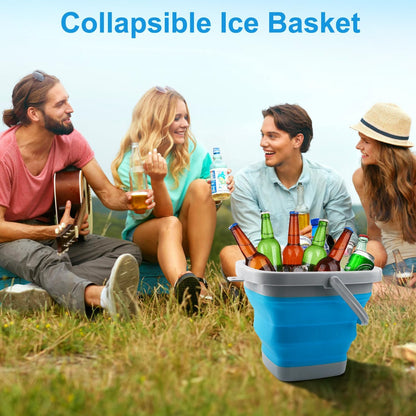Collapsible Mop Bucket and Ice Bucket-5L(1.3 Gallon) Household Cleaning Silicone Dust Mops Bucket, Portable Bathroom Cleaning Supplies Square Bucket for Cleaning