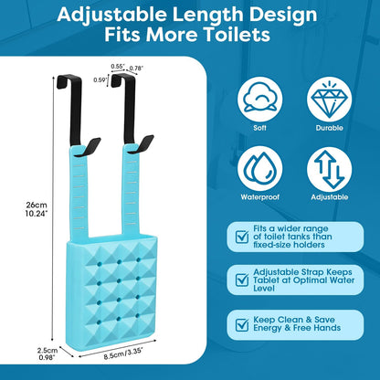 Adjustable Toilet Tank Cleaning Tablet Holder-Hanging Silicone Basket Carrier with Rustproof Hooks for Bowl Cleaner & Bleach Tablet Organizer, Accessory Fit Up to 7" Water Level