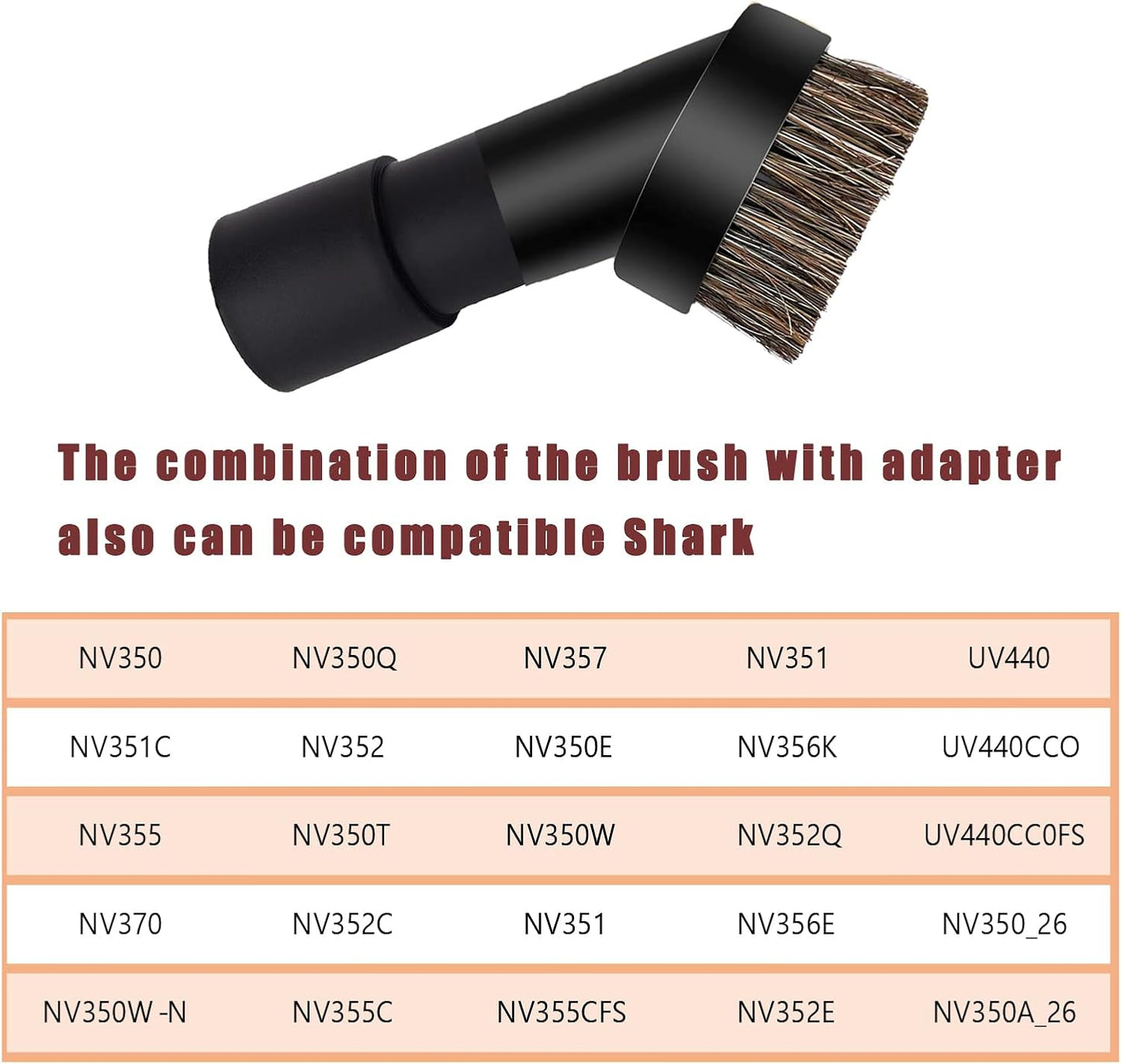 Round Dust Brush 25mm Soft Horse Hair 1.25” Vacuum Attachment Replacement with 1-1/4" to 1-3/8 Horse Adapter