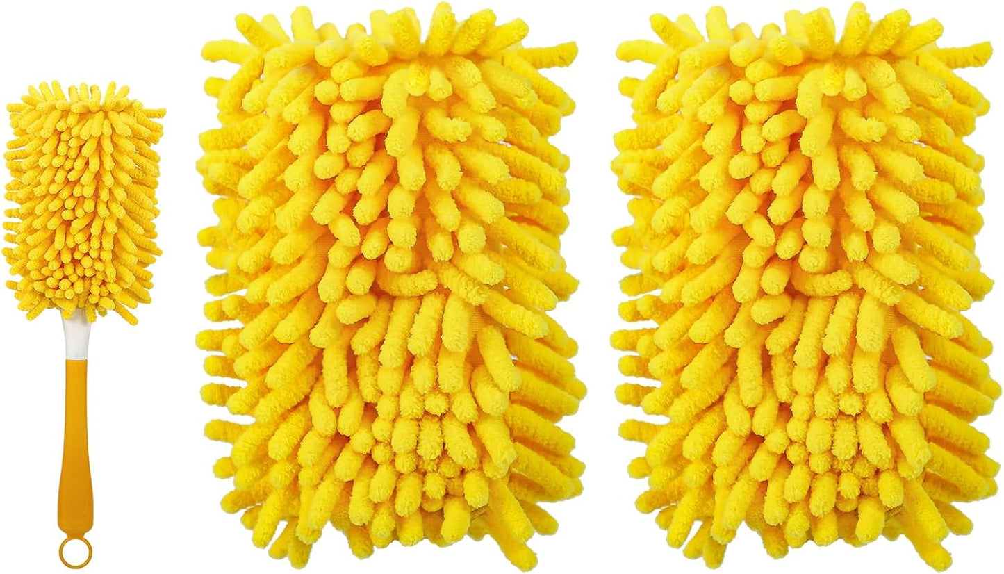 Reusable Duster Refill Compatible with Swiffer Hand Duster - 360 Heavy Duty Dusters Refills - Microfiber Ceiling Fan Duster for Swiffer Dusters Extended Handle, 4 Pack(Handle is Not Included)