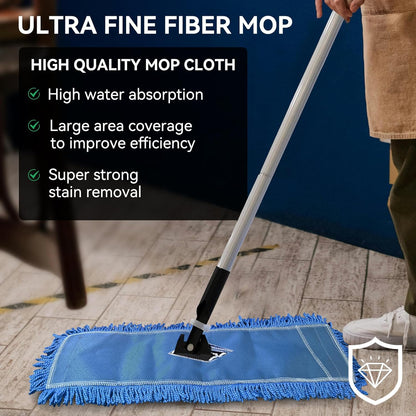 3 Pack 24 Inch Microfiber Dust Mop Head, Medium Washable Commercial Sweeper and Janitorial, Blue
