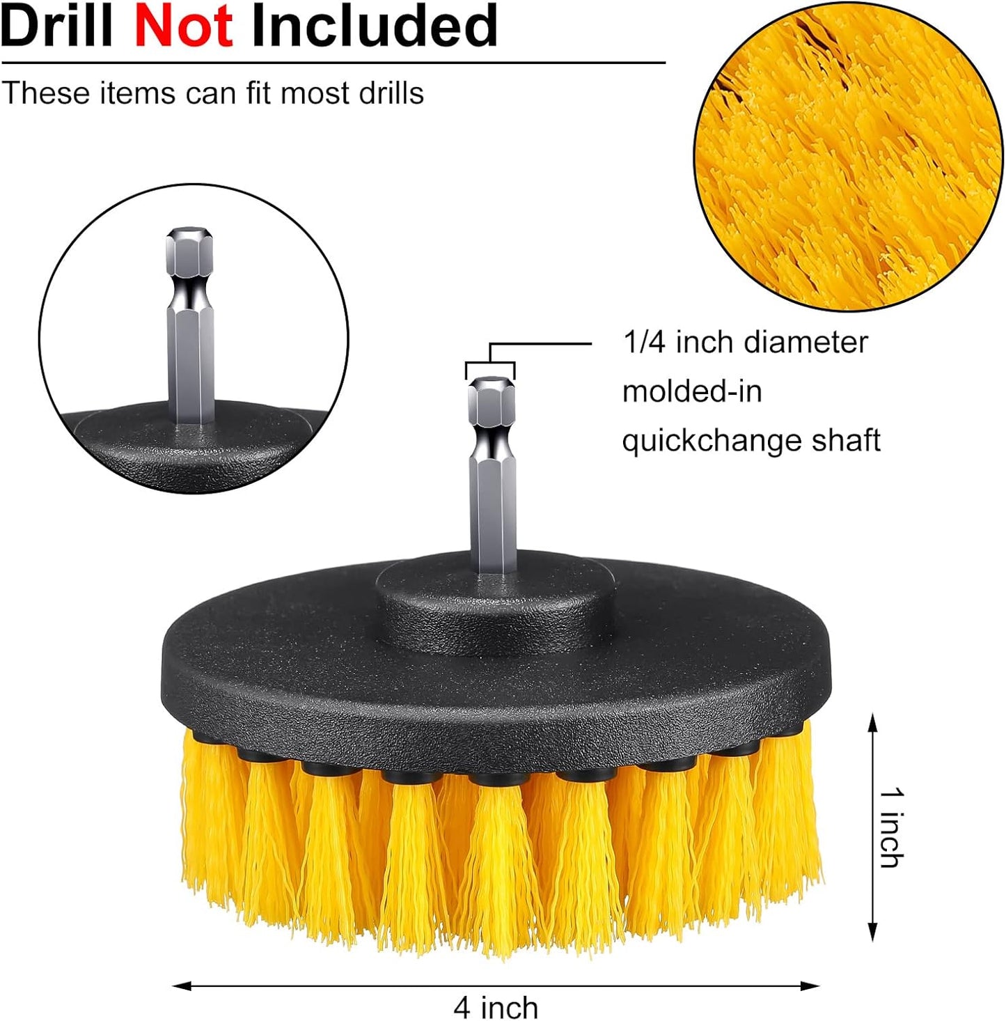 Remerry 6 Pcs Drill Brush Attachment Power Scrubber Cleaning Kit Multi Purpose Set Brushes for Bathroom Surfaces Tub Grout Shower Kitchen Tile Auto Car Boat