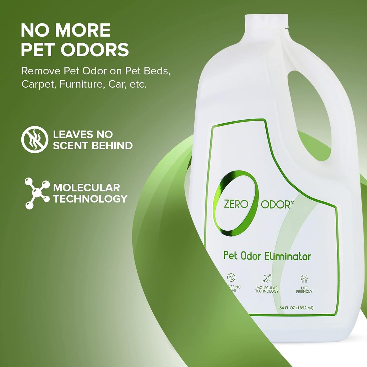 Zero Odor - Pet Odor Eliminator - Permanently Eliminate Air & Surface Odors – Patented Molecular Technology Best For Carpet, Furniture, Pet Beds - Smell Great Again (Over 400 Sprays Per Bottle)