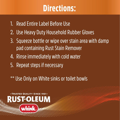 Rust-Oleum Whink Rust Stain Remover | Heavy-Duty Iron Stain Remover for White Toilets & Sinks, Colorfast Fabric & Carpets | 32 oz