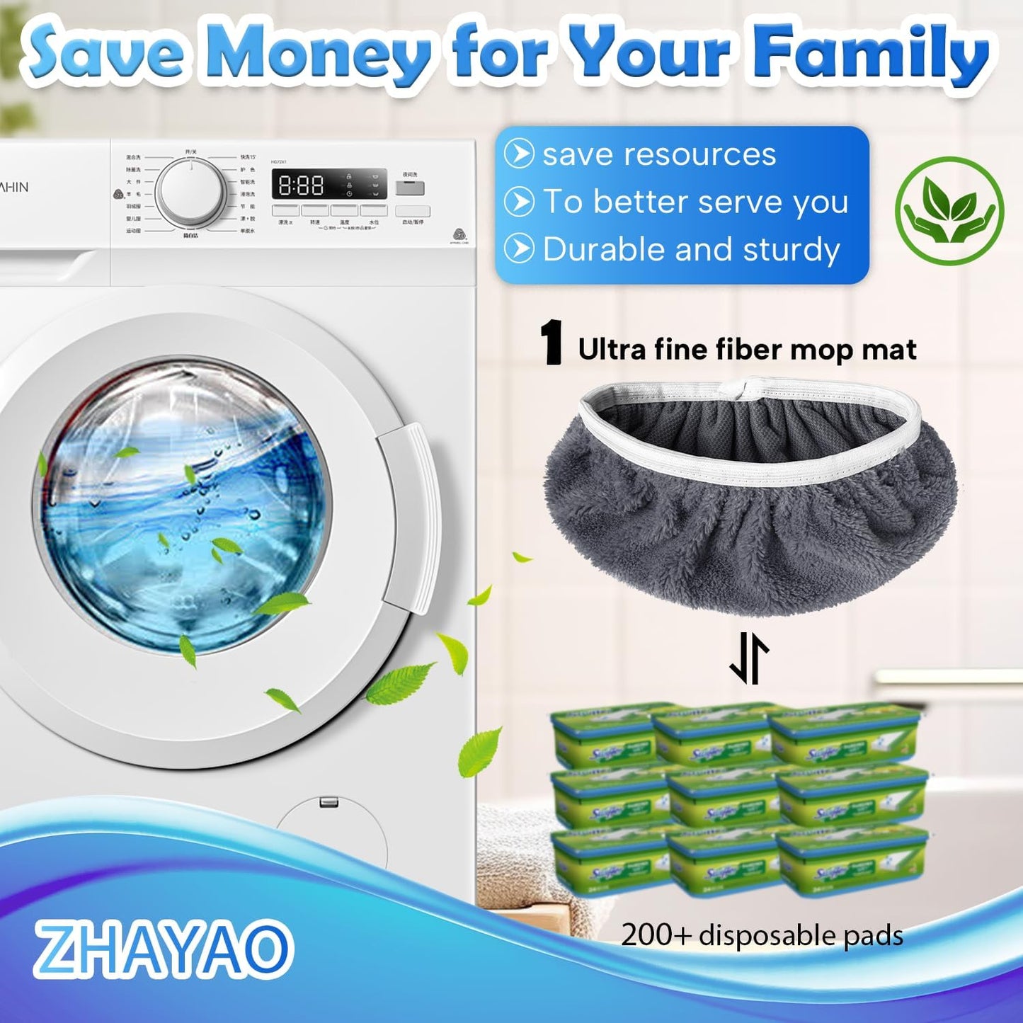 6 Pack Reusable Microfiber Mop Pads Compatible with Swiffer Sweeper, Dry Sweeping Cloths & Wet Mopping Cloths, Washable Mop Pads for Surface/Hardwood Floor Cleaning