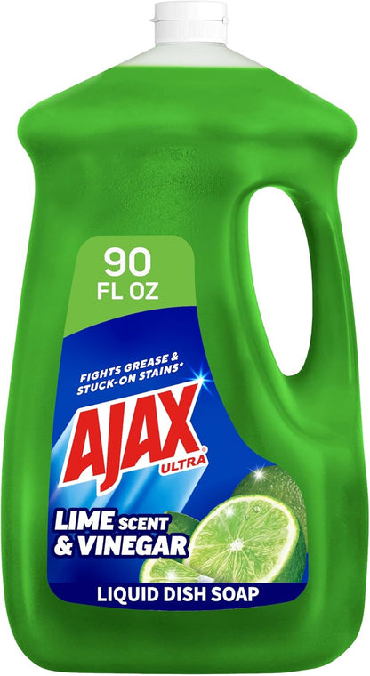 Ajax Ultra Liquid Dish Soap with Fabuloso Watermelon Scent, Fights Grease and Stuck-On Stains, Deep Cleaning Action, Mess-Free, Easy-Flip Cap, 52 fl oz Bottle