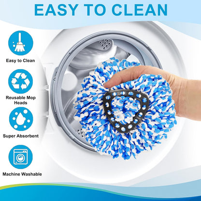 O-Cedar Spin Mop Head, Base Replacement for EasyWring 1 Tank System, 6 Microfiber Mop Refills, 1 Base and 1 Scrub Brush Set Combo, White