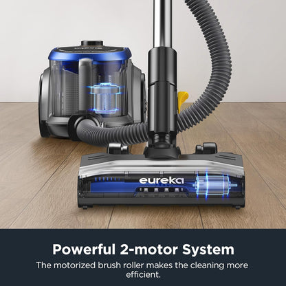 Eureka WhirlWind Bagless Canister 2.5L Vacuum Cleaner, Lightweight Vac for Carpets and Hard Floors, NEN110A, Blue