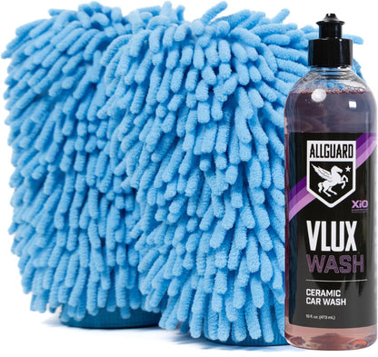 Microfiber Car Wash Mitt – Double-Sided Car Washing Mitts for Interior & Exterior Vehicle Washing & Dusting, Lint-Free, Scratch-Free Chenille Wash Glove, High Absorption Capacity – 2 Pack