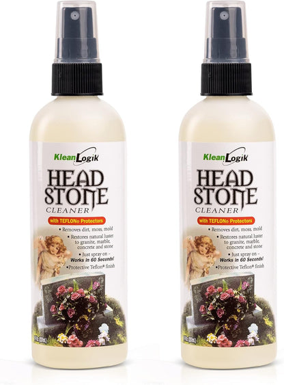 KleanLogik Headstone Cleaner For Graves & Memorials, Tombstone Cleaner Solution Removes Dirt & Plant Growth To Restore Natural Luster To Granite, Marble, Slate, Concrete, Limestone & Stone, 8 Fl Oz