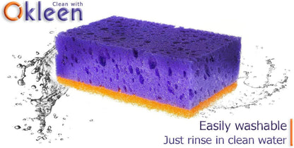 Green Multi Use Scrub Sponge. Made in Europe. 9 Pack, 4.3x2.8x1.4 inches. Odorless Heavy Duty and Non Scratch Fiber. Best, Durable, Delicate, Porous, Non Cellulose Kitchen Sponges and Scrubbers