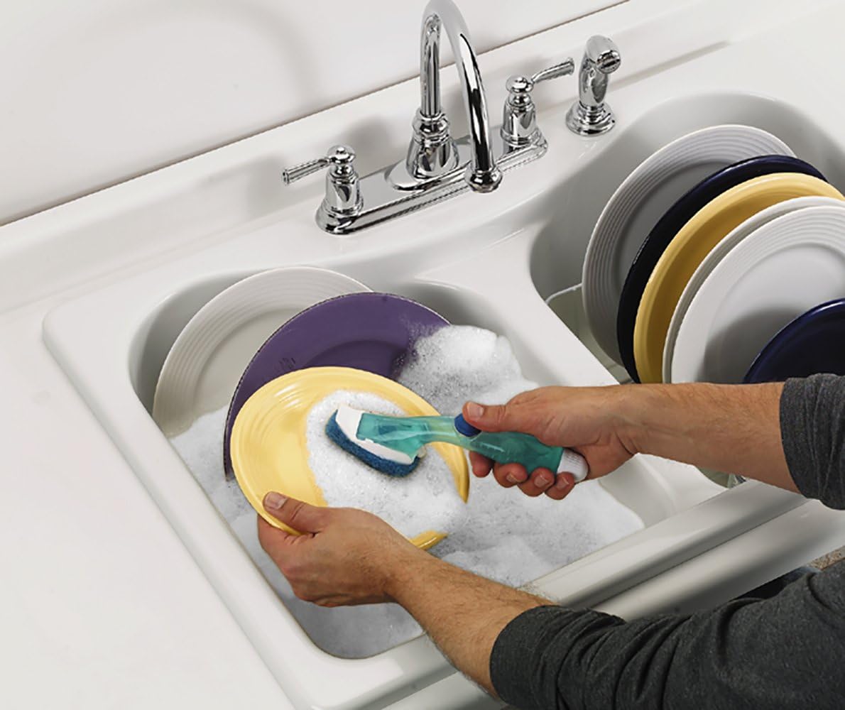 Scotch-Brite Non-Scratch Dishwand Kit, Includes 1 Wand & 8 Refill Pads, Keep Hands Out of the Mess, Blue