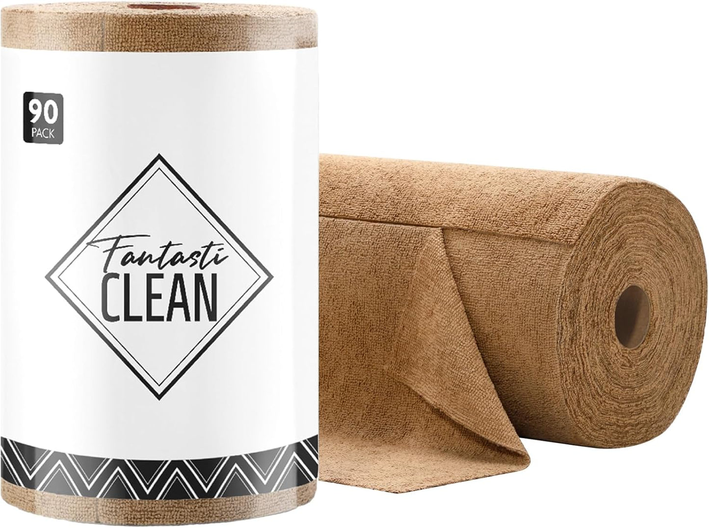 Fantasticlean Microfiber Cleaning Cloth Roll -40 Pack, Tear Away Microfiber Towels, 12" x 12", Reusable, Washable, Scratch Free, Ultra Absorbent Dishcloth for All-Around Cleaning Supplies (White)