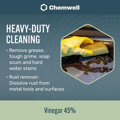 Chemwell 99% Vinegar (32 fl oz) - General Purpose All-Natural Multi-Surface Cleaner for Home, Patio & Commercial - High Performance, Powerful Concentrated Acetic Acid - Made in USA