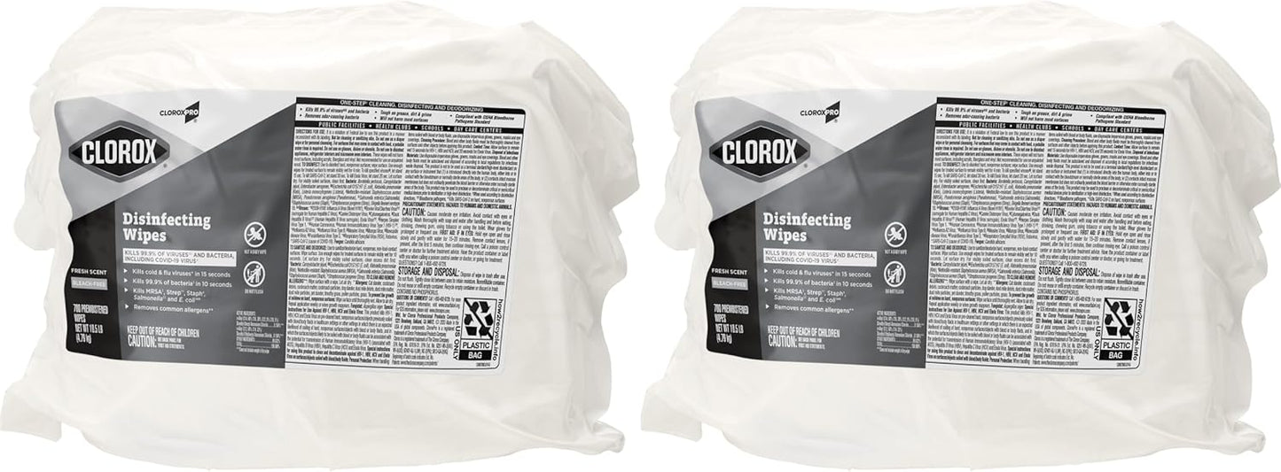 CloroxPro Clorox Disinfecting Wipes, Fresh Scent, 700 Count (Pack of 2)
