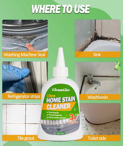 GleamGlee Home Remover Gel, Powerful Washing Machine Gasket Cleaner, Heavy Duty Cleaning Solution for Washing Machine, Refrigerator Strips, Bathroom Grout, Tiles, Sink, Shower - 5 Fl.Oz
