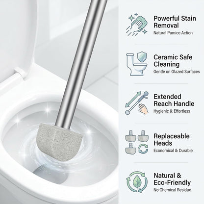 8-Pack Pumice Stone Toilet Cleaner with Long Handle - Hard Water & Limescale Remover, Non-Scratch Multi-Surface Scrubber, Disposable Refill Heads for Bathroom & Kitchen