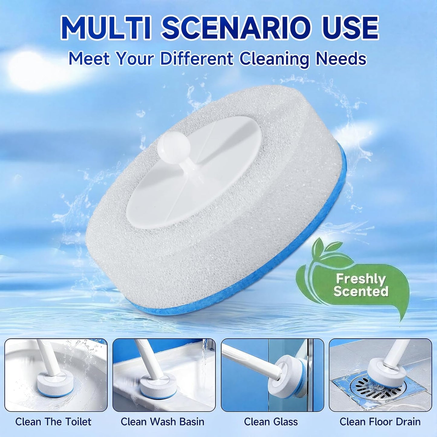 Disposable Toilet Cleaning Brush Kit with 48 Refill Heads, Long Handle Deep Clean Toilet Brush, All in One Bathroom Toilet Cleaner System for Household Apartment Daily Bathroom Cleaning
