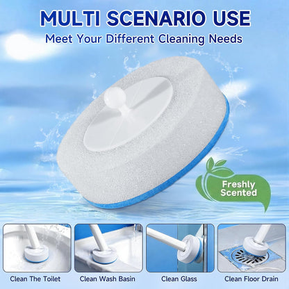 Disposable Toilet Cleaning Brush Kit with 48 Refill Heads, Long Handle Deep Clean Toilet Brush, All in One Bathroom Toilet Cleaner System for Household Apartment Daily Bathroom Cleaning