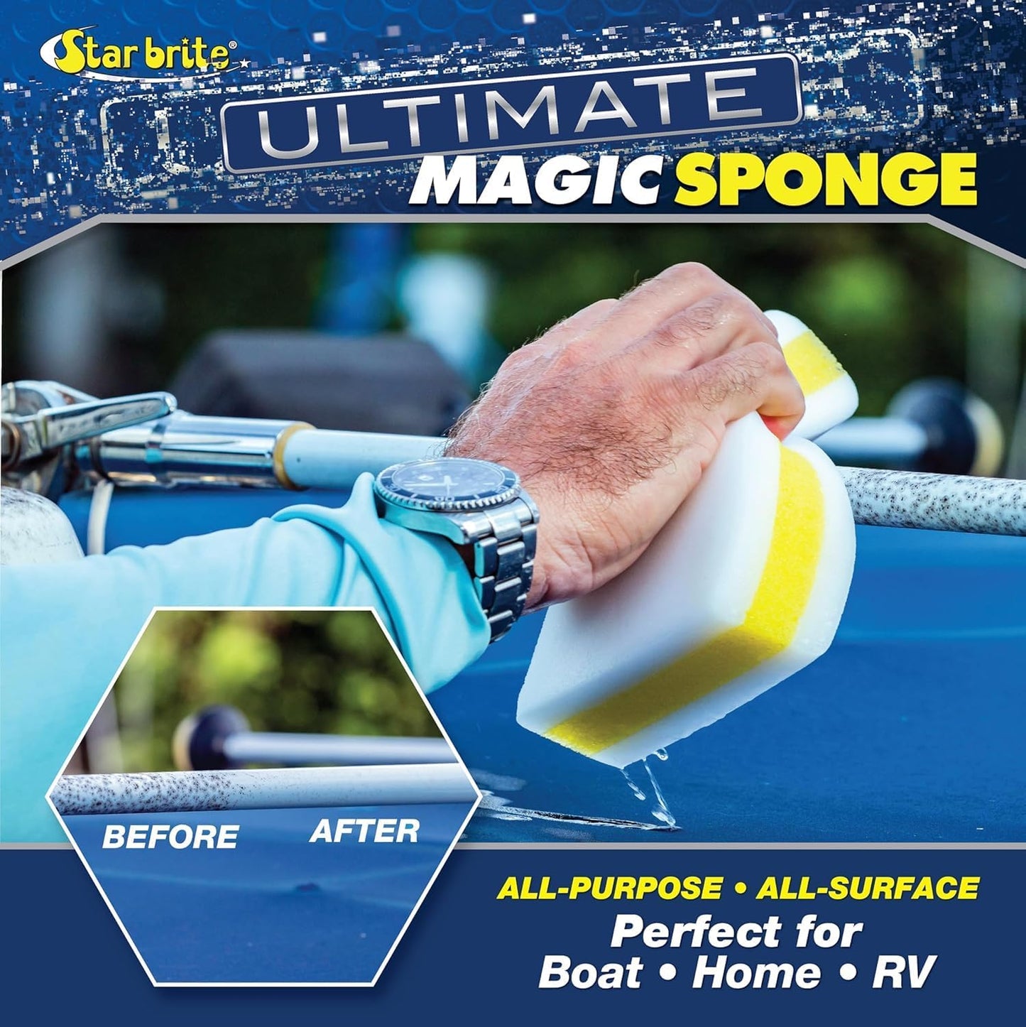 STAR BRITE Ultimate Magic Sponge - Boat Scuff Eraser Melamine Scrubber with Reinforced Core - 2 Pack (041000)