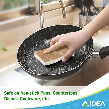 AIDEA XL Sponges Kitchen, 12Count, Non-Scratch Dish Sponges, Large Natural Sponge for Non Stick Cookware, Cellulose Cleaning Sponge for Dishes, Bathroom, Household