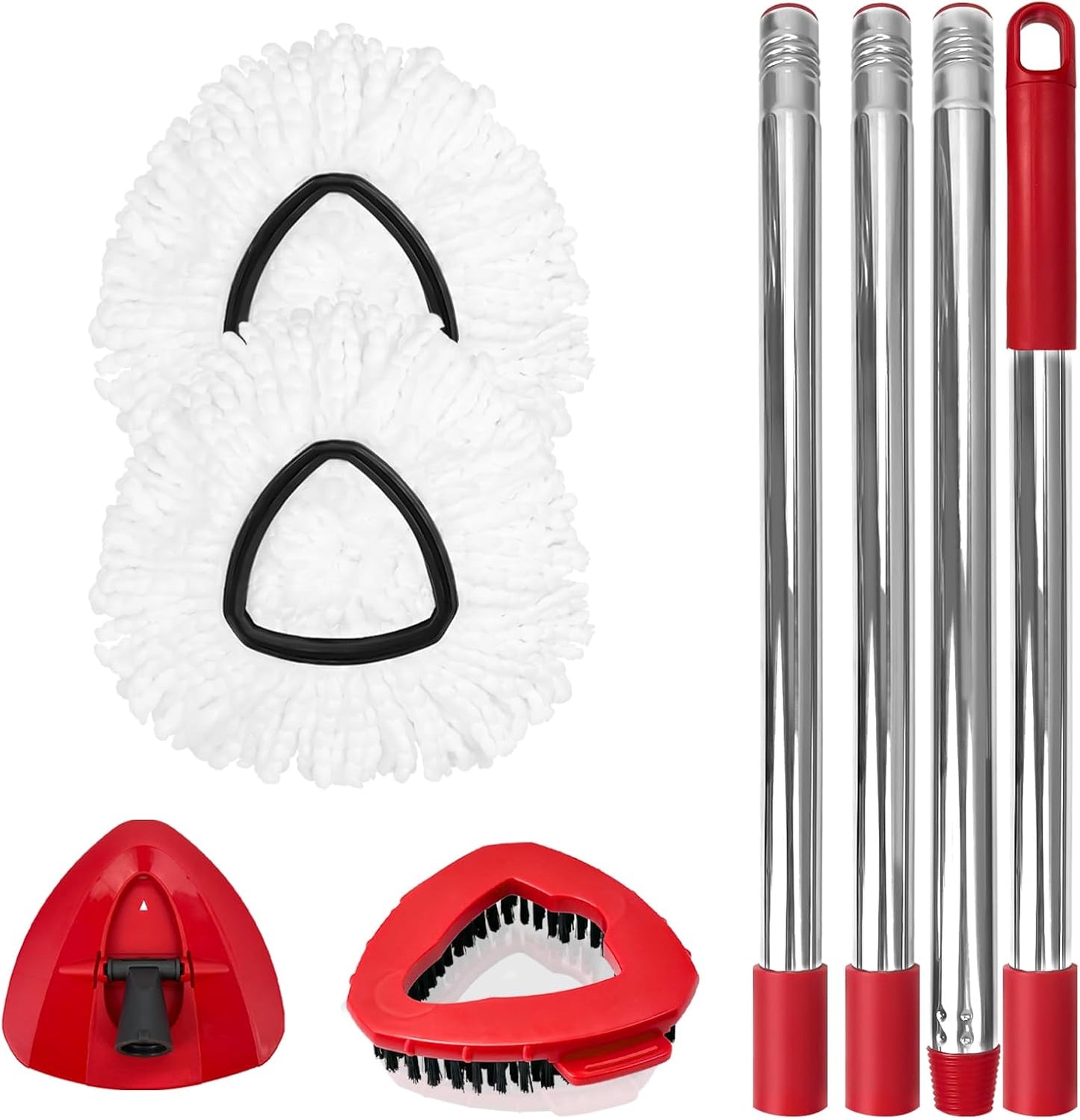 Nuorest Spin Mop Replacement Set for O-Ceda EasyWring 1-Tank System, Includes 2 Mop Head Replacement, 1 Mop Handle (30-58in Adjustable 4-Section Pole), 1 Spin Base