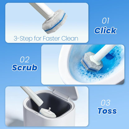 50 PCS Toilet Brush Heads Wand Refills Compatible with Most Wand Starter Kit, Disposable Scrubber Brush Refills for Disposable Toilet Bowl Cleaning System