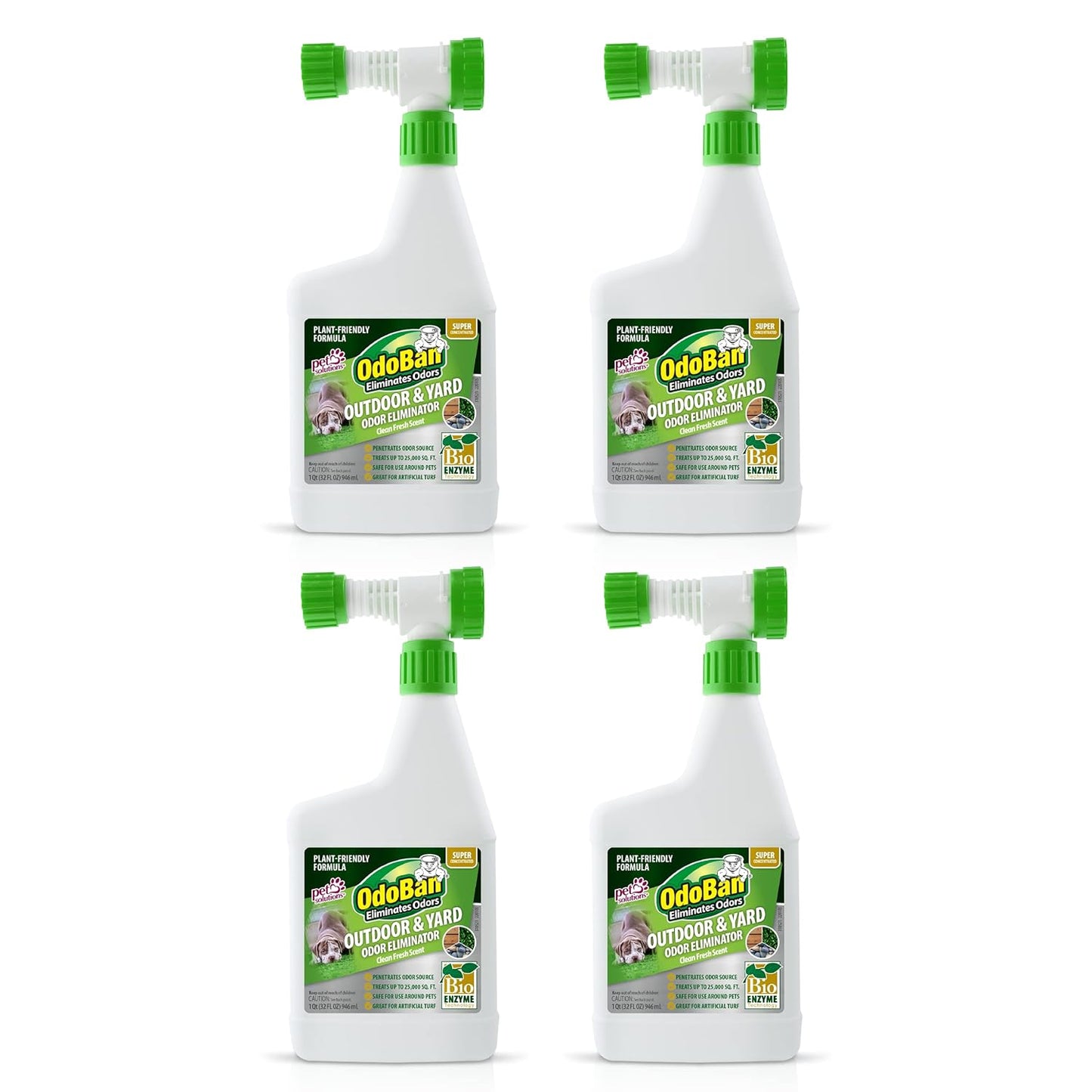 OdoBan Outdoor and Yard Odor Eliminator, Plant-Friendly Formula, Made in the USA, Clean Fresh Scent, 32 Fluid Ounce Bottle with Hose End Sprayer