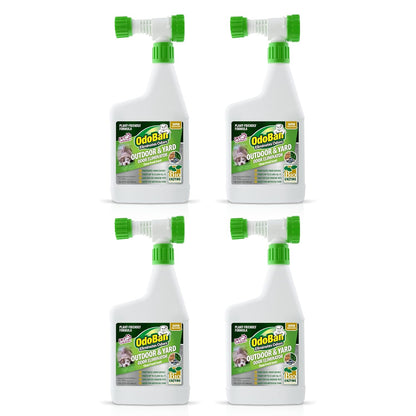 OdoBan Outdoor and Yard Odor Eliminator, Plant-Friendly Formula, Made in the USA, Clean Fresh Scent, 32 Fluid Ounce Bottle with Hose End Sprayer
