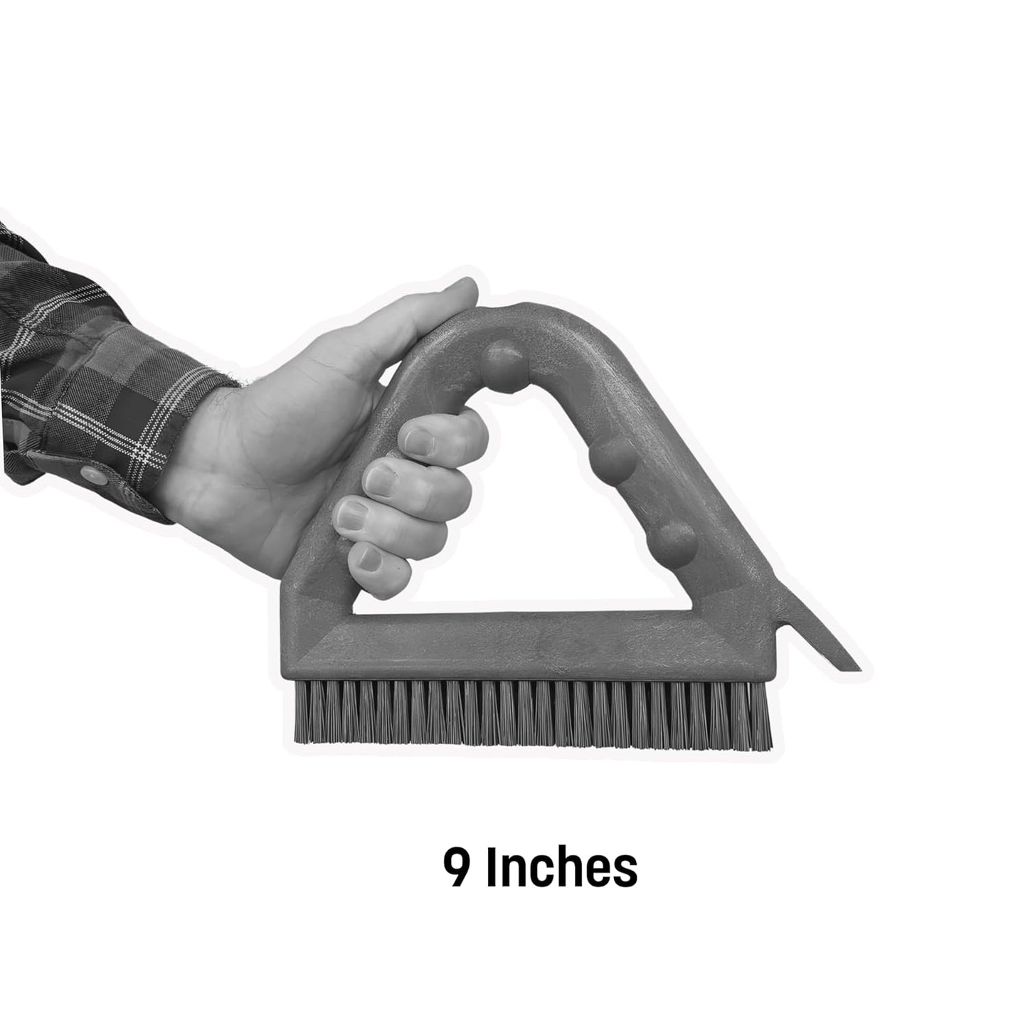 SPARTA Plastic Commercial Grout Brush, Triangle-Shaped Scrub Brush with Scraper and Two Threaded Holes for Attaching Handle (Sold Separately), 9 x 7 x 7 Inches, Gray