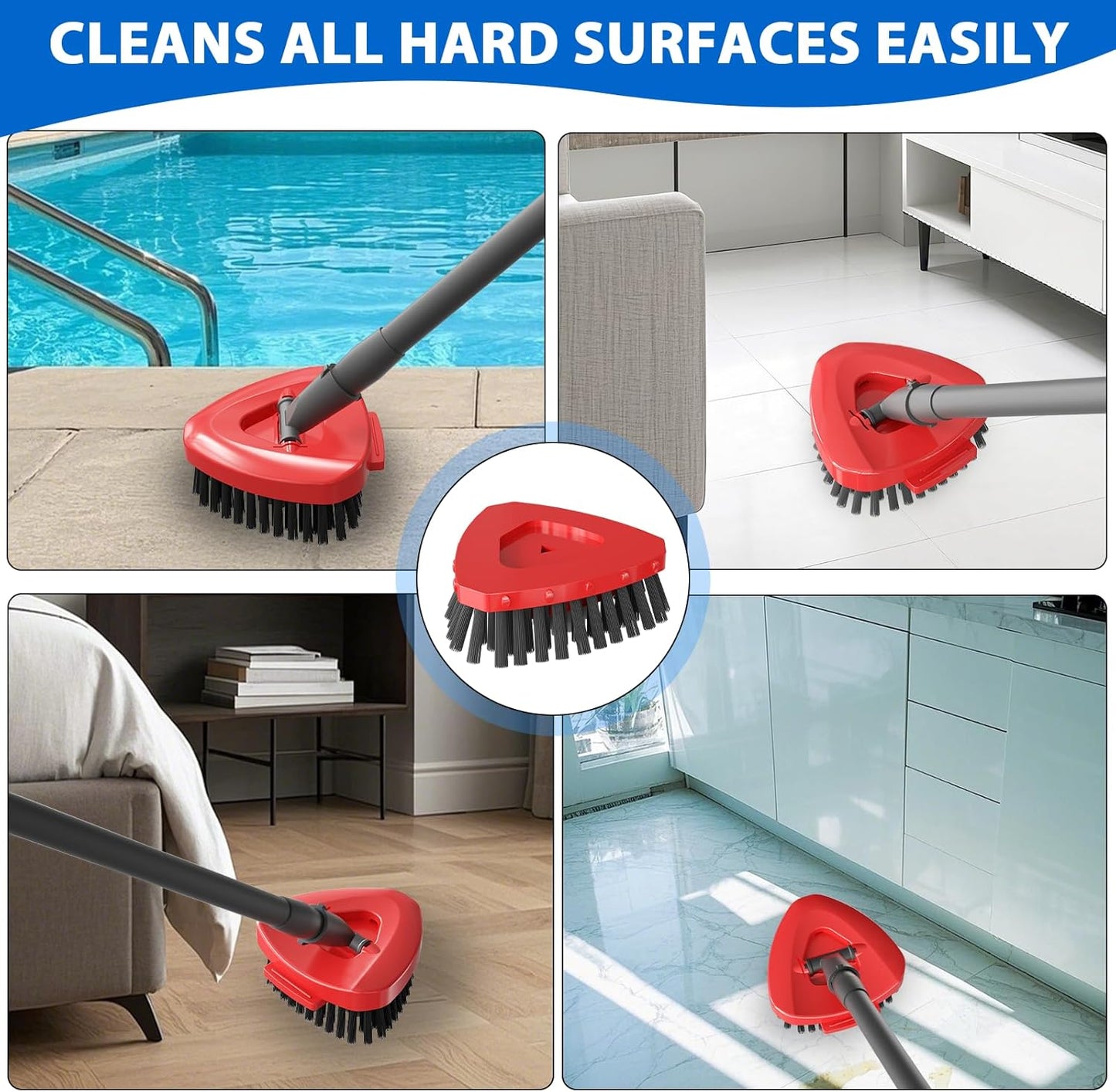 2 Pack Upgraded Spin Mop Replacement Scrub Brush Heads Compatible with Ocedar EasyWring 1 Tank,Full Bristle Scrubber Replace Great for Kitchen, Bathroom, Pools,Deck Hard Floor Cleaning