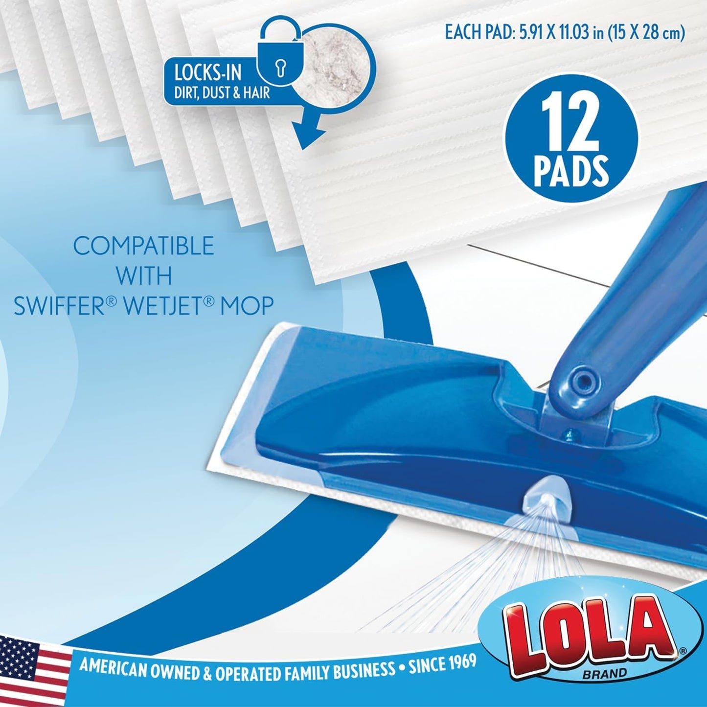 LOLA Dry Sweeping Cloth Refill Pads, 32 Pack, Unscented, Compatible with Swiffer Floor Mop, Comparable to Swiffer Refills, 11" x 8.13"
