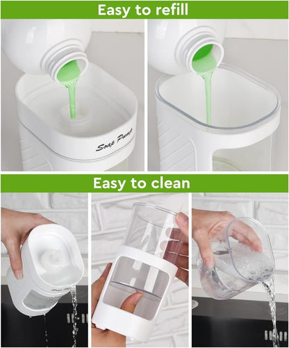 Kitchen Dish Soap Dispenser with Sponge Holder, 3-in-1 Countertop Dishwashing Soap Pump Dispenser Set for Kitchen Sink, Useful Kitchen Gadgets - Black
