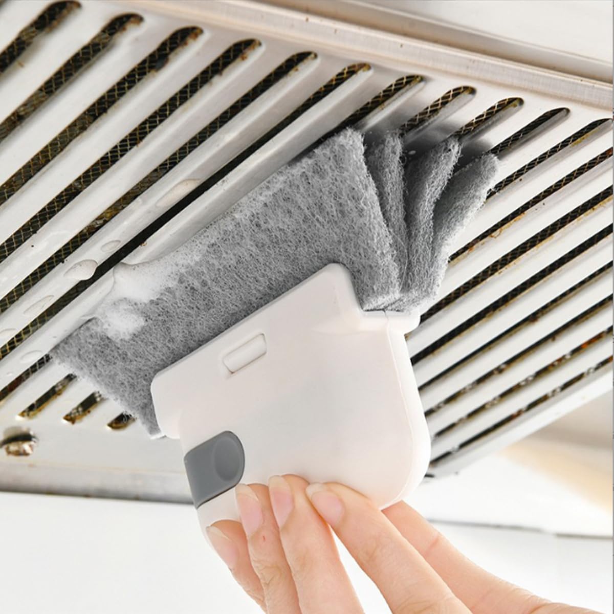 Window Track Cleaning Brush with Hidden Scraper for Sliding Door and Window Tracks, Shutters, Kitchen Sink Cleaning