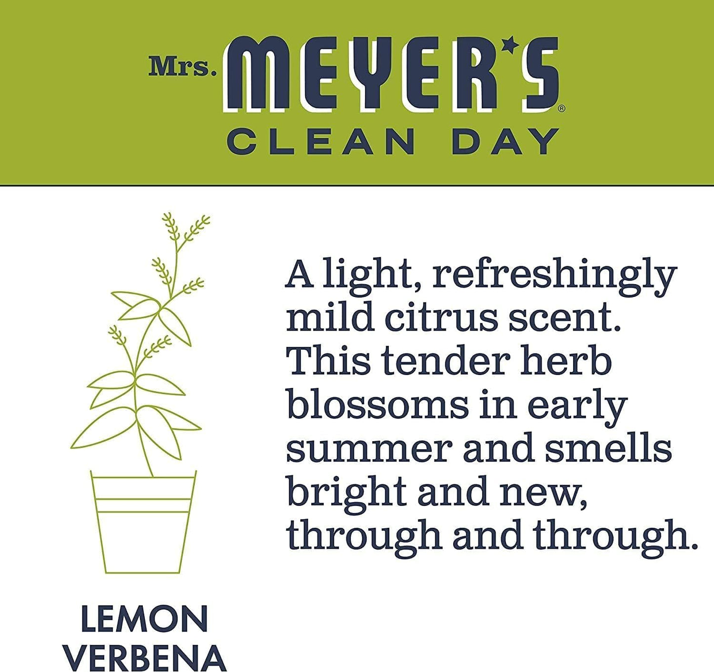 Mrs. MEYER'S CLEAN DAY Liquid Dish Soap Refill Lemon Verbena, 48 Fl Oz. (Pack of 6)