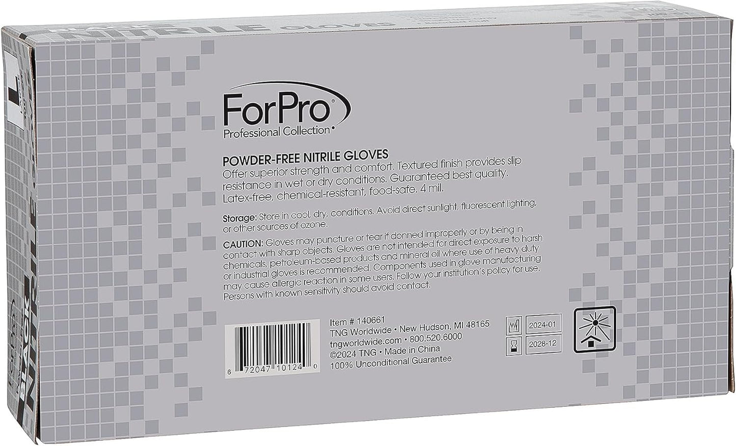 ForPro Disposable Nitrile Gloves, Chemical Resistant, Powder-Free, Latex-Free, Non-Sterile, Food Safe, 4 Mil