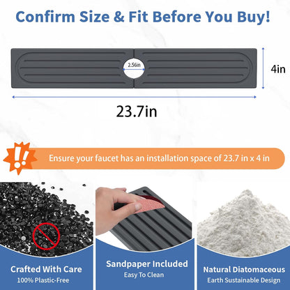 Stone Faucet Mat for Kitchen Sink, Water Absorbing Sink Water Splash Guard, Fast-Drying Kitchen Sink Faucet Mat, Durable Protector and Stone Drying Mat for Kitchen Counter & Bathroom Sink