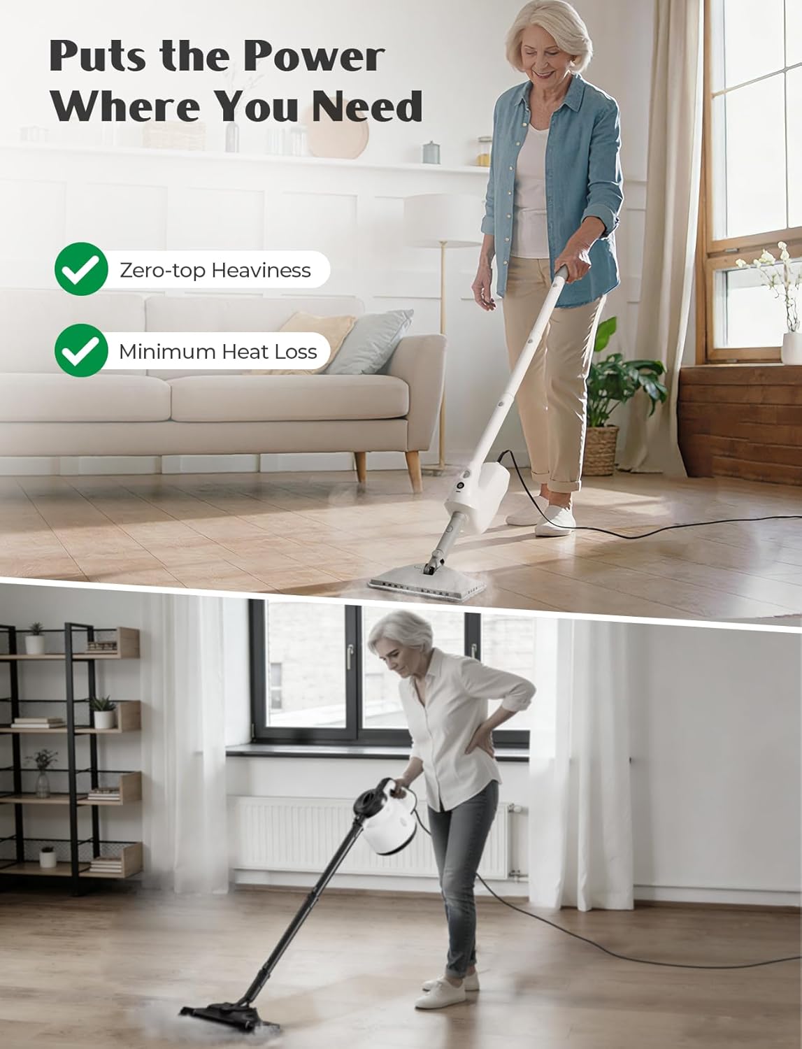 10-in-1 Steam Mop with Detachable Handheld Steamer, Multi & Up Steam Cleaner for Home with 350ml Tank, 10s Heat-Up, 2-Level Control, Lightweight and Multi-Surface Steamer for Floors, Carpets, Tiles