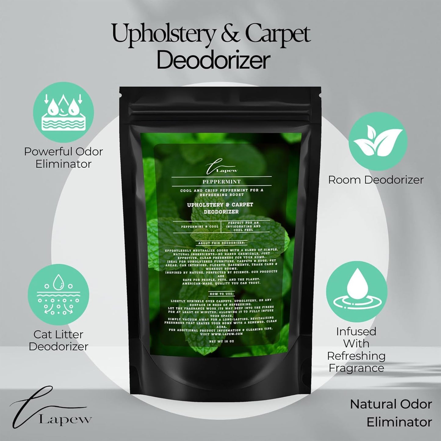 Lapew Black Sea Scented Cleaning Bundle | Carpet Deodorizer Powder (16 oz) & Mop Soap Concentrate (36 oz) | Pet-Friendly Odor Eliminator - Colors B